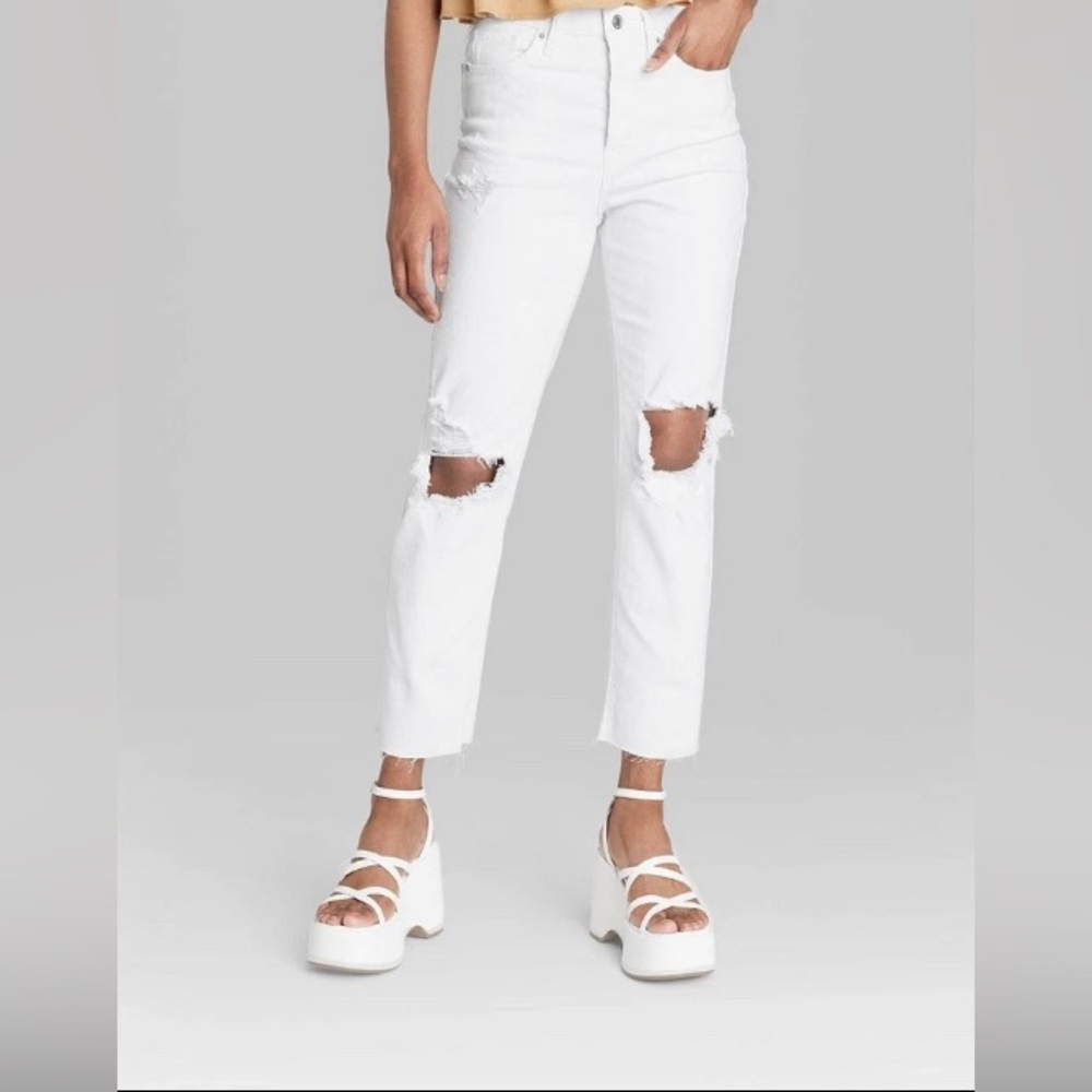 Wild Fable Super-High Rise Slim Straight Plus Size Distressed Jeans